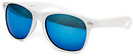 Ciffre Sonnenbrille Nerd Nerd Nerdbrille Stil Retro Vintage Unisex Brille - Weiß Blau Verspiegelt