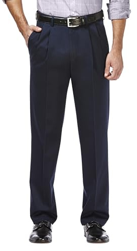 Haggar Men's Classic Fit Premium No Iron Khaki Pleated Pant