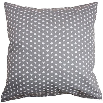 Hans-Textil-Shop Kissenbezug Sterne Stars 8 mm Baumwolle - Kissen, Kissenhülle, Sofakissen, Dekokissen, Kopfkissen, Zierkissen, Weihnachten (Weiß auf Grau, 40 x 40 cm)