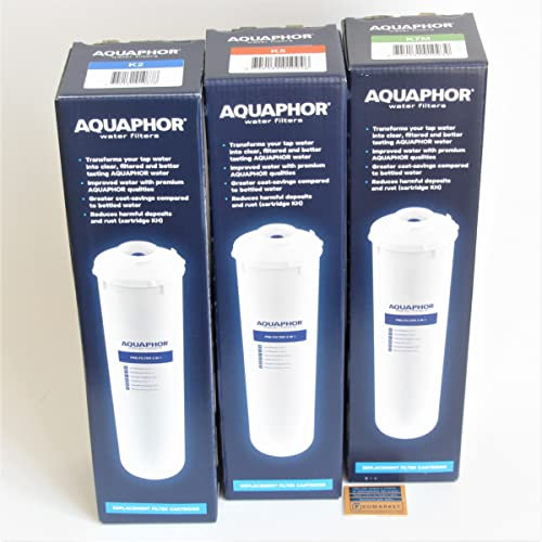 Lot de 3 cartouches filtrantes de rechange pour système de filtration d'eau à osmose inverse Aquaphor Morion