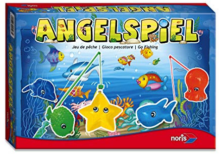 Noris 606049103 - Angelspiel - spannendes Kinderspiel mit bunten Kunststoff Fisch-Figuren und 4 Angeln, ab 3 Jahren