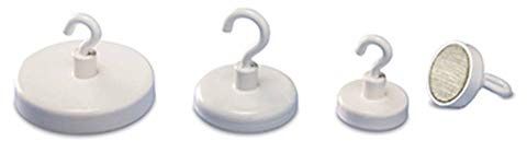 magnetoplan Holtz Hakenmagnet (Ø) 25mm rund, mit Haken Weiß 52625, 5 Stück