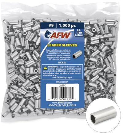 AFW American Fishing Wire Crimphülsen, Größe #9/.335.3 cm, Nickel, 1.000 Stück