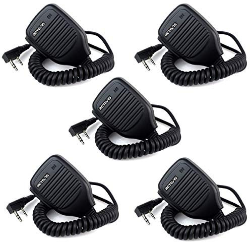 Retevis Walkie Talkie Altoparlante Microfono 2 Pin Walkie Talkie Microfono Compatibile con Baofeng UV-5R BF-88E BF-888S Ricetrasmettitore RT24 RT27 Kenwood Sunreal (5 Pezzi)