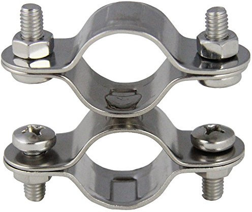Bootsteile Brauer 2 Stück Rohrschelle DOPPELT FEST D= 25 mm - Edelstahl A2 AISI 304