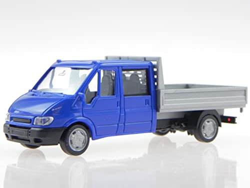 Ford Transit 2005 DoKa Pritsche blau Modellauto Rietze 1:87
