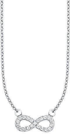 S.Oliver Kinder Kette mit Infinity/Unendlichkeitszeichen 925 Sterling Silber Zirkonia 37+3 cm weiß