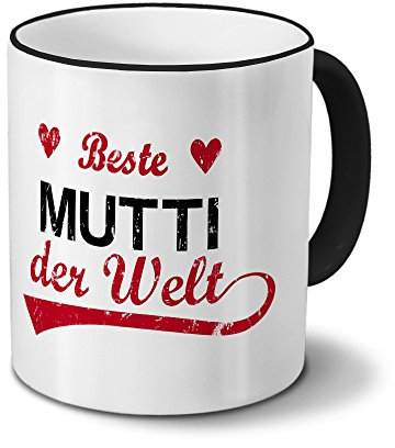 printplanet Tasse mit Namen Beste Mutti der Welt - Motiv Textart-Layout 3 - Namenstasse, Kaffeebecher, Mug, Becher, Kaffeetasse - Farbe Schwarz