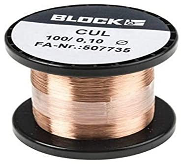 Block CUL 100/0.10 Enamelled Copper Wire Outer Diameter (Including Insulating Varnish) = 0.10 mm 1351 m 0.10 kg