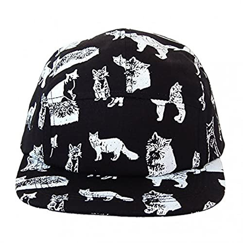 Hatphile Stickerei-Druck 5 Panel Hut Camp Cap - Schwarz - large