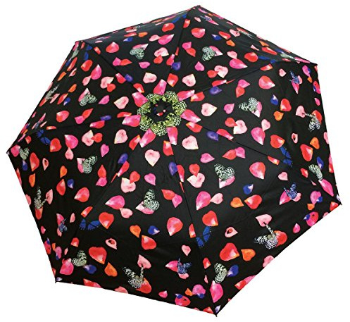 SMATI Automatisch faltbarer Regenschirm - Größe 28cm, Durchmesser 90cm, windfest, automatisch öffnend und schließend, Reise-Regenschirm, Damen-Regenschirm, Petal-Muster