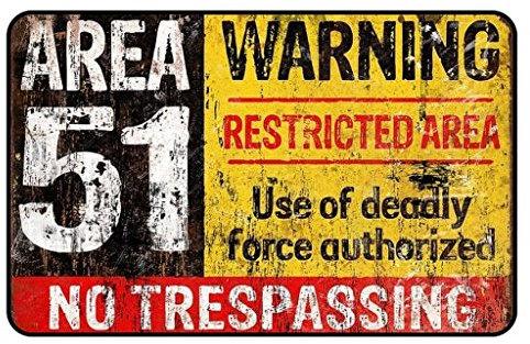 Cadora Magnetschild Kühlschrankmagnet Vintage Retro Area 51 Warning No Trespassing UFO Alien