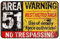 Cadora Magnetschild Kühlschrankmagnet Vintage Retro Area 51 Warning No Trespassing UFO Alien