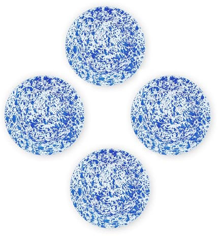Enamelware Dinner Plate, 10.25 inch, Blue/White Splatter (Single)