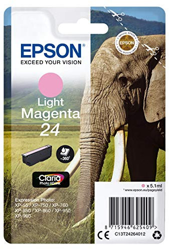 Epson Original 24 Tinte Elefant (XP-750, XP-850, XP-950, XP-55, XP-760, XP-860, XP-960, XP-970), hell magenta