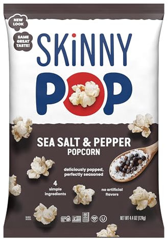 Skinny Pop - Palomitas de maíz sin gluten, sal marina y pimienta - 4.4 oz.