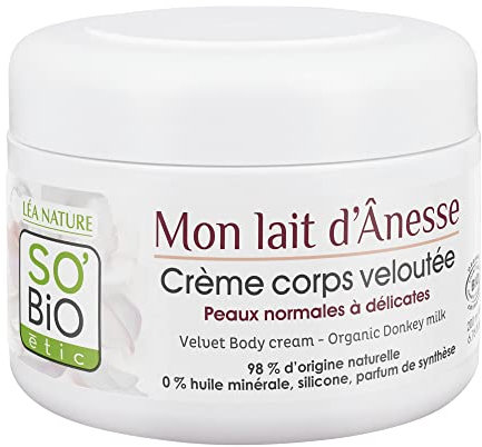 SO'BiO étic - Crème veloutée nourrissante corps - Peau normale|Peau sèche - Certifié Cosmebio - Pot de 200 ml