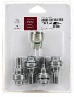 Original PSA PEUGEOT CITROEN Radbolzensatz M12, Klasse 8.8, Silber, Sechskant, Außensechskant, Rechtsgewinde, Metric, Klasse 2B, Kohlenstoffstahl, Zink, Peugeot Citroën Vorder-Rad Radmuttern-Set