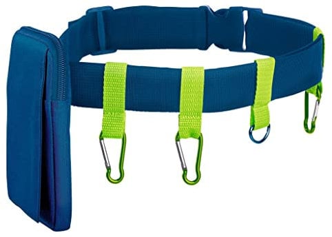 Moses Outdoor-Gürtel Expedition Natur Gurt mit Tasche und Karabinern, Perfekt für Camping Gürteltasche Taschenlampe, Kompass & Co, Blau, Uni