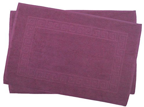 Lot de 2 tapis de bain en coton de qualité haut de gamme 900 g/m2 Design spirale, Coton, lilas, 50 x 80 cm