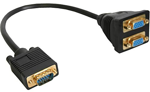 InLine 20606 Cavo VGA, Sub-D 15Pin Maschio a 2X VGA Sub-D 15Pin Femmina, 0.1 m, Sdoppiatore, Compatto, Nero