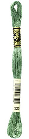 DMC 117-320 Mouline Stranded Cotton Six Strand Embroidery Floss Thread, Medium Pistachio Green, 8.7-Yard