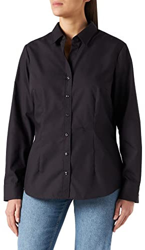 Seidensticker Damen City Langarm Slim Fit Uni Bügelfrei Bluse, Schwarz, 42