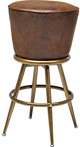 Kare Design Barhocker Lady Rock Vintage, runder Designbarstuhl, Metallfüßen, Barstuhl, Retrolook, Barsessel, Bistrostuhl, gold-braun, 77x47x47cm