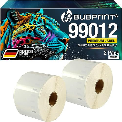 Bubprint 2 Etiketten kompatibel als Ersatz für Dymo 99012 S0722400 für Labelwriter 310 320 330 Turbo 400 Twin Turbo Duo 450 Twin-Turbo Duo SE450 36 x 89 mm Weiß
