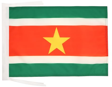 AZ FLAG Flagge Suriname 45x30 cm Polyester 100D Kordeln | Für innen und außen Republik Suriname dekorative Flagge doppelte Nähte und verstärkte Kanten mit Schnüre 100D Polyester