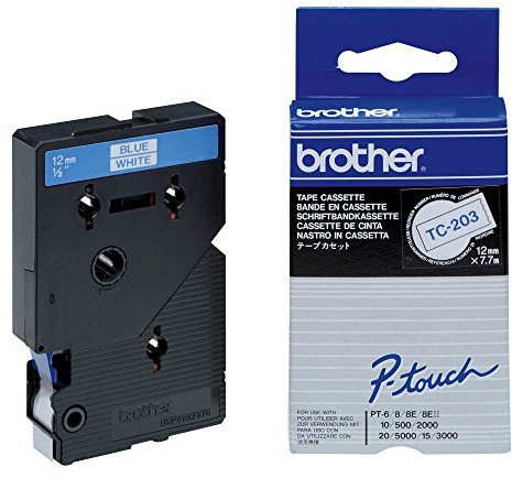 Brother - White, blue - Roll (1.2cm x 7.7m) 1 pcs. printer tape - for P-Touch PT-15, PT-20, PT-2000, PT-3000, PT-500, PT-5000, PT-6, PT-8, PT-8E