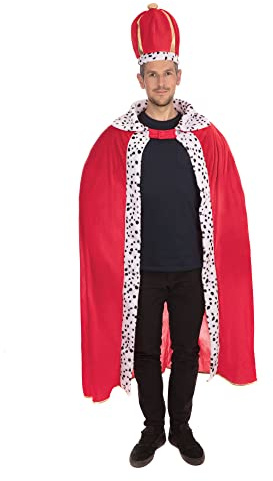 Bristol Novelty Unisex King Robe and Hat Costume