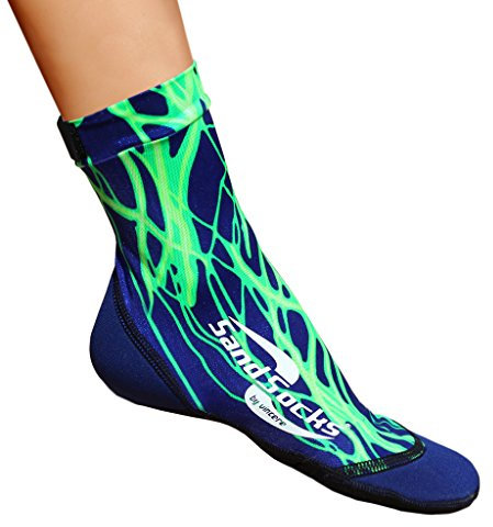 Vincere Sand Socks Beach Volleyball, Snorkeling, Diving Green Lightning Large
