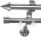 BASIT Rohr + Innenlauf Gardinenstange Wandmontage 2 läufig 160cm lang Edelstahl Look Metall Gardinenstange 2 läufig Wandbefestigung Ø20mm I H60 RI