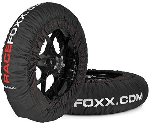 RACEFOXX Reifenwärmer Tyre Warmers Basic 80° C Heiztemperatur SUPERMOTO, 120/17 vorne und 160/17 hinten Rennsport Heizdecken Motorrad