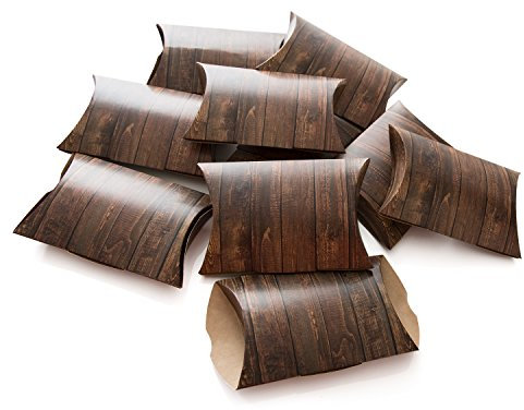 Logbuch-Verlag 10 kleine mini Schachteln Boxen Kissentaschen Verpackung braun natur Holzoptik Weihnachten Gastgeschenk give-away 14,5 x 10,5 x 3 cm