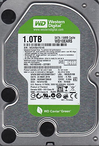 wd10ears de 22y5b1, DCM hgrnnt 2mab, Western Digital 1TB SATA 3.5 hard drive