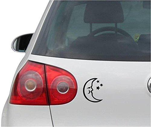 INDIGOS UG Auto Aufkleber Moon & Stars - Sky Space - schwarz - 88mmx114mm - Autoaufkleber - Tuning - Sticker - Heckscheibe - Fahrrad - Motorrad - UV beständig