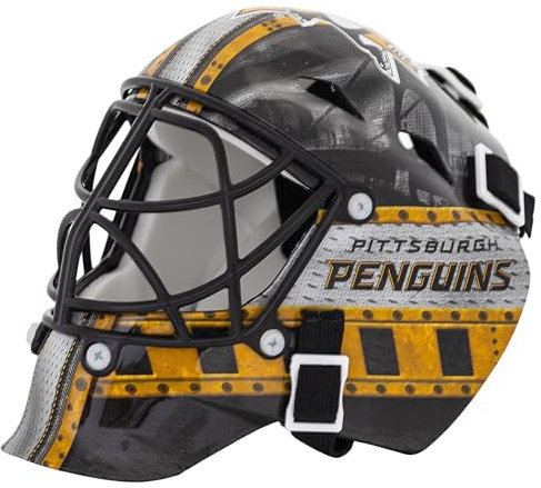 Franklin Sports NHL Pittsburgh Penguins Mini-Hockey-Torwart-Maske mit Etui, Sammlerstück, Torwartmaske mit Offiziellen NHL-Logos und Farben
