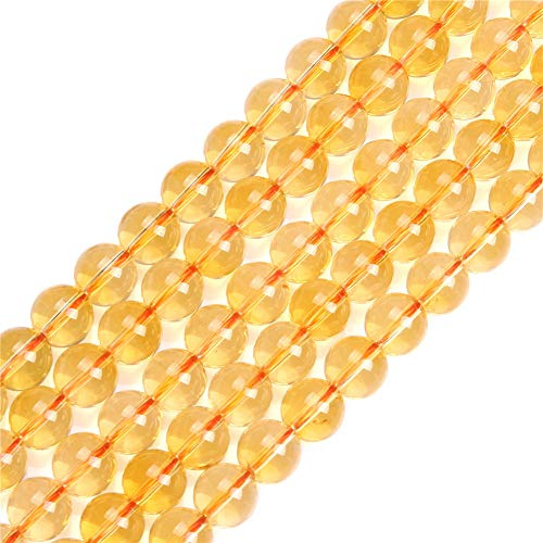 GEM-Inside 10mm Yellow Citrine Round Gemstone Semi Precious Loose Beads for Jewellery Making 15''