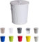 Jinfa | Cubo de basura de metal galvanizado con asas y tapa | Blanco | Diámetro Ø 21,5 cm - Altura 21,5 cm | Capacidad: 7 litros