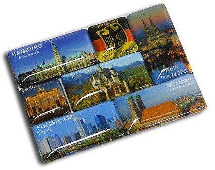 City Souvenir Shop Magnetset, 7-teilig, Traditionell, Magnet, Kunststoff, 7 Stück