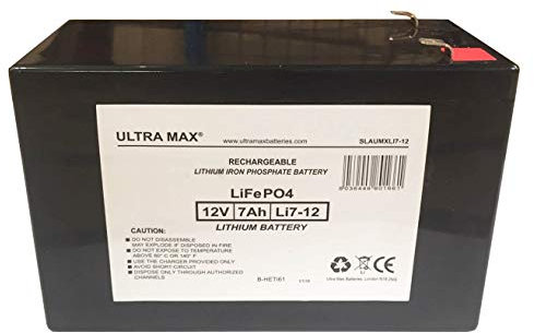 Ultramax 12V 7A LITHIUM PHOSPHATE ELEC TOY CAR, ALARM, UPS BATTERY NP7-12