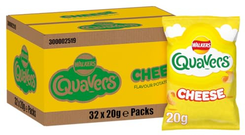 Walkers Quavers Cheese Snacks Crisps 20g (Pack of 32)