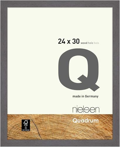 nielsen Holz Bilderrahmen Quadrum, 24 x 30 cm, Grau | Holz Rahmen im Hoch- & Querformat zum Aufhängen Grau matt Echtglas