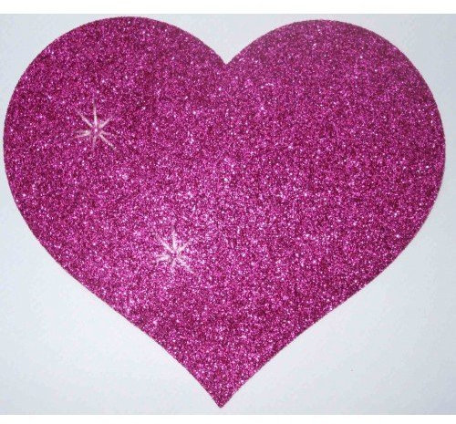 2X Fabric Glitter 4 Inches Heart Hot Pink Iron-On Craft Dance Costume Tshirt Transfer Patch