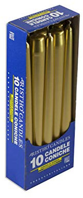 Candele Coniche Diametro, Oro, 2.2 cm, Altezza 25 cm, 10 pezzi