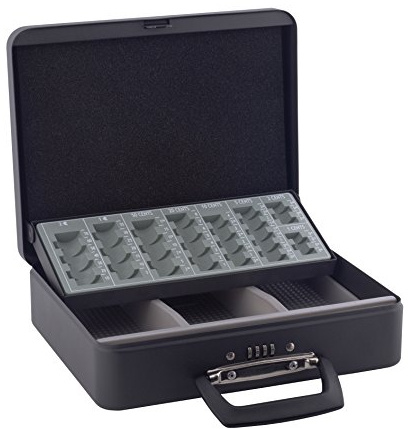 Sax 0-814-19 Metallgeld Koffer, 30 x 9 x 23 cm, Schwarz