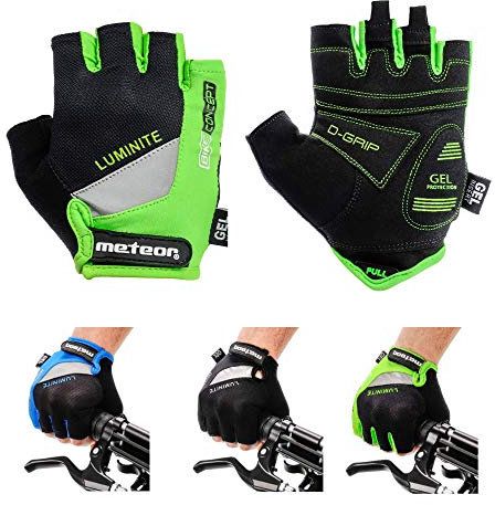 meteor Fahrradhandschuhe, halber Finger, gepolstert, atmungsaktiv, Gel, gepolstert, stoßfest, rutschfest (XL, grün)