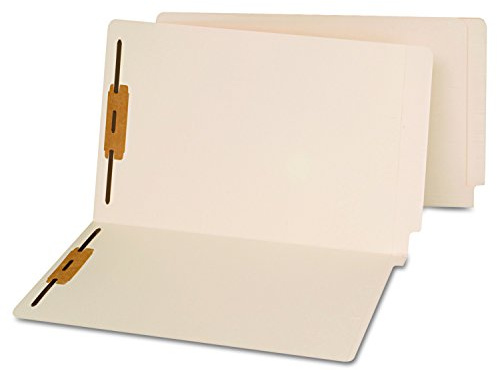 Universal Reinforced End Tab Fastener Folders, 0.75 Expansion, 2 Fasteners, Legal Size, Manila Exterior, 50/Box